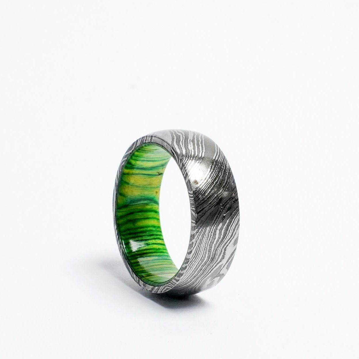 Green wood damscus ring