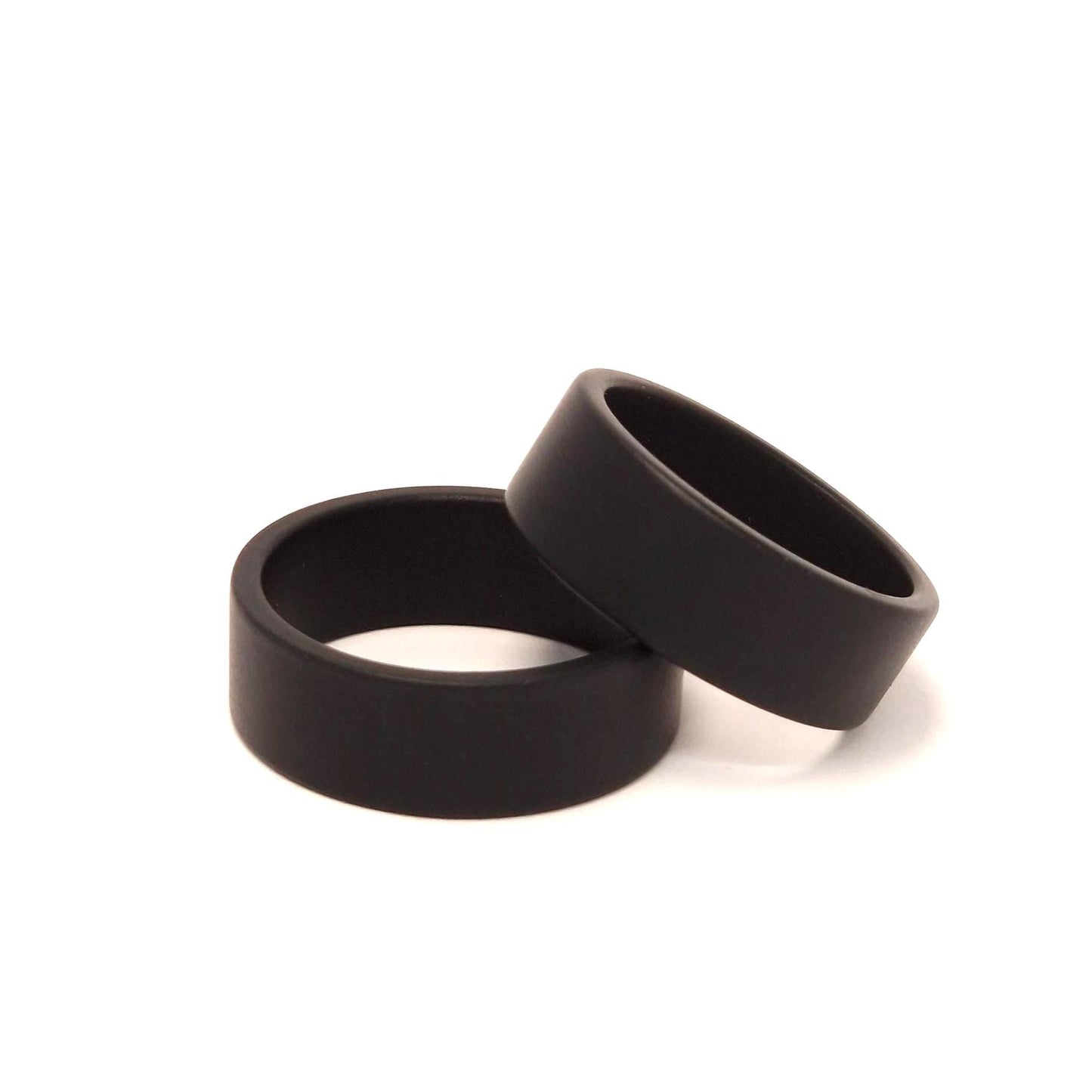 black stainless steel ring pair