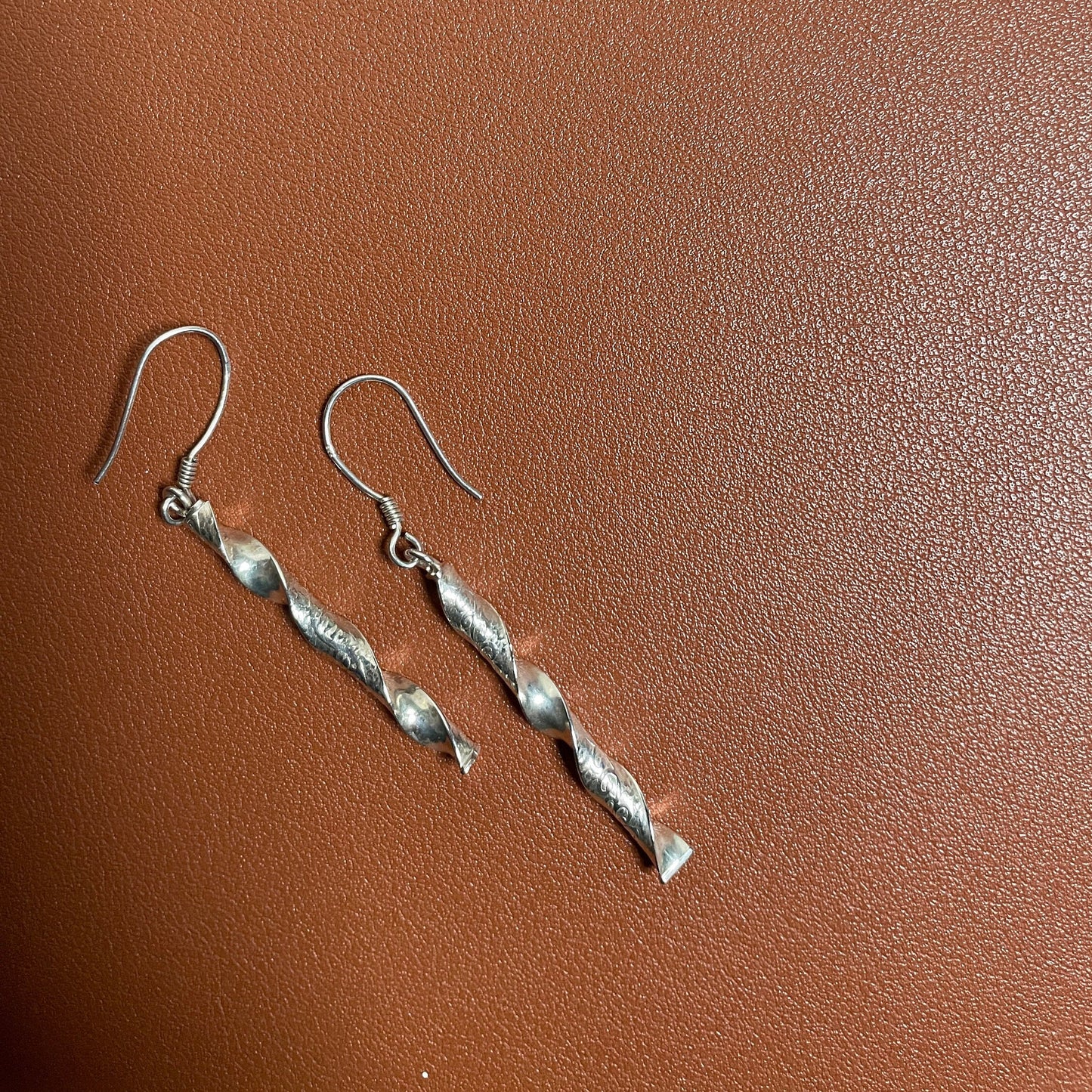 Handmade Sterling Silver Engraved Earrings - Dangling - Delicate Gift For Her