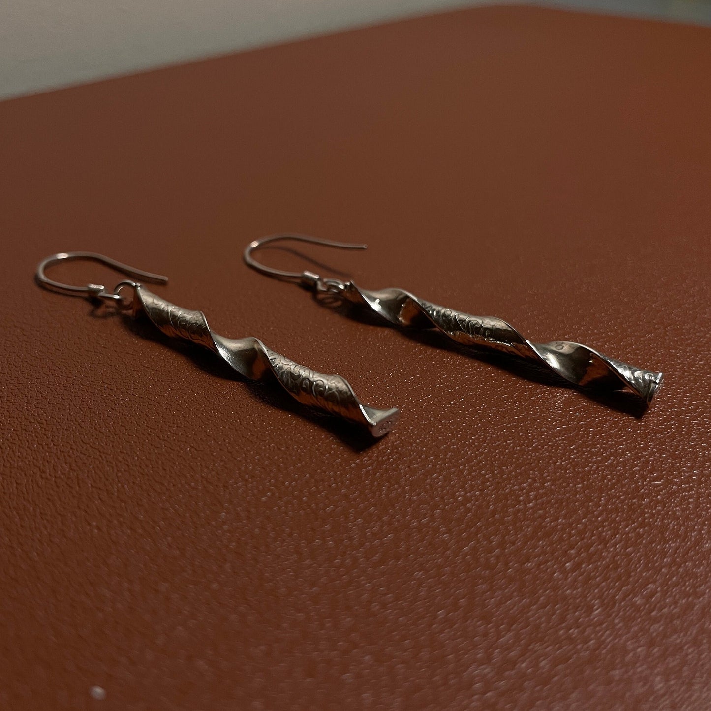 Handmade Sterling Silver Engraved Earrings - Dangling - Delicate Gift For Her