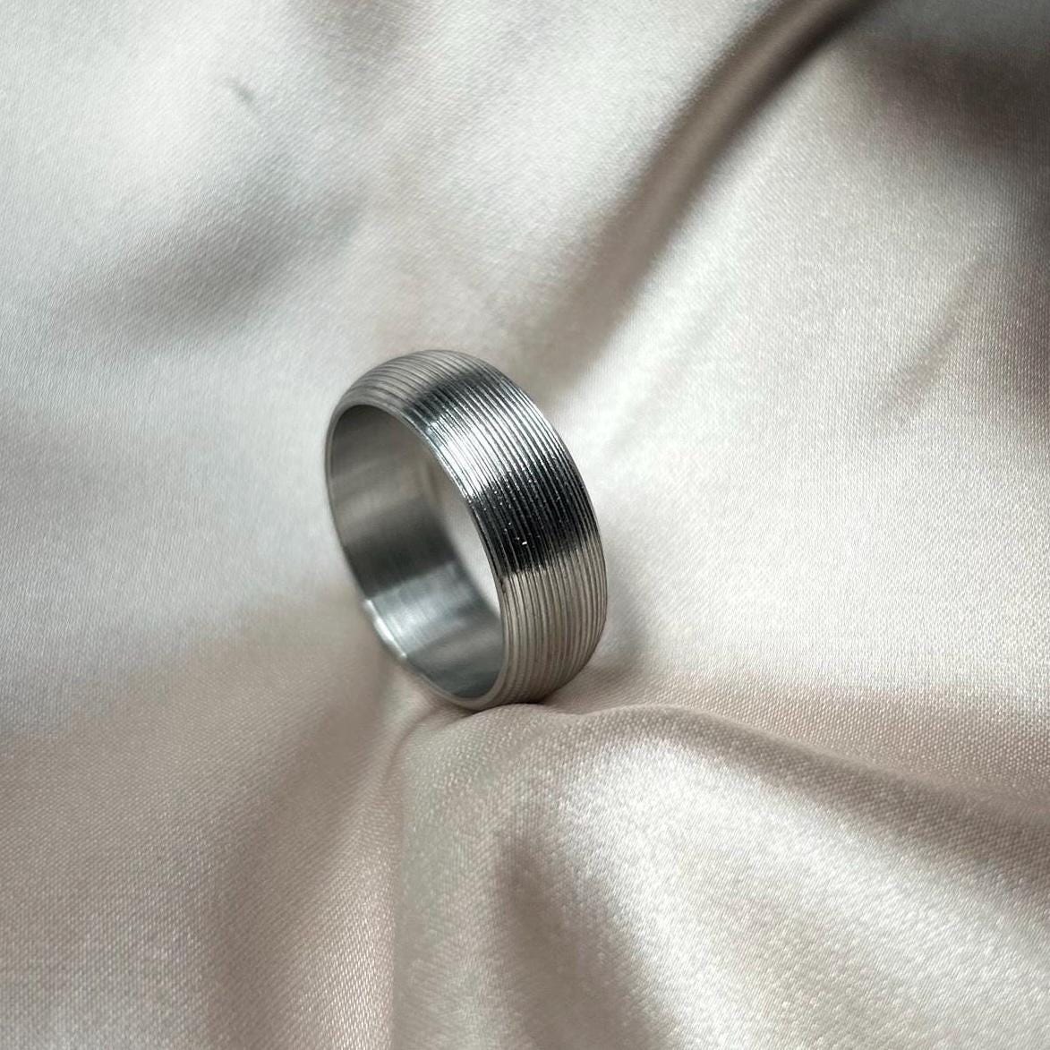 Handmade Stainless Steel Grooved Ring | Ossicles Band | Perfect Christmas Birthday Gift