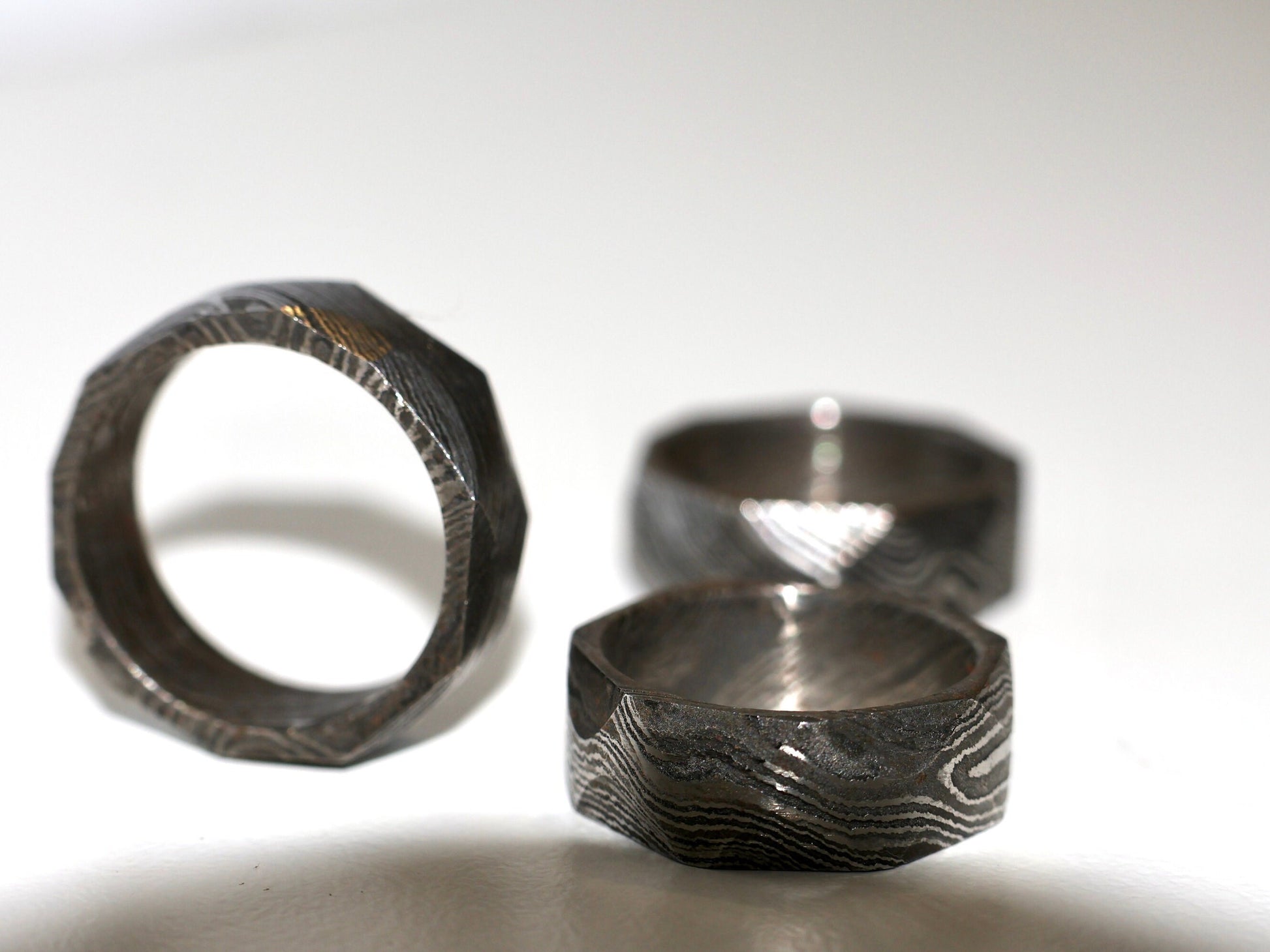 Damascus Steel Edgy Ring side view