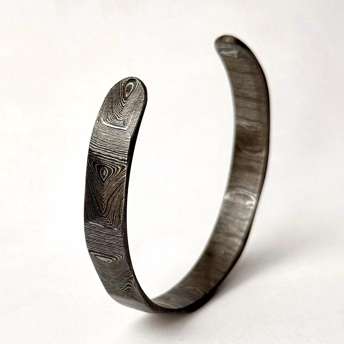 Damascus Steel Antler Cuff Side View Close up