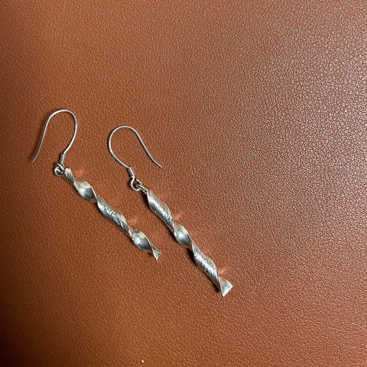 Handmade Sterling Silver Engraved Earrings - Dangling - Delicate Gift For Her