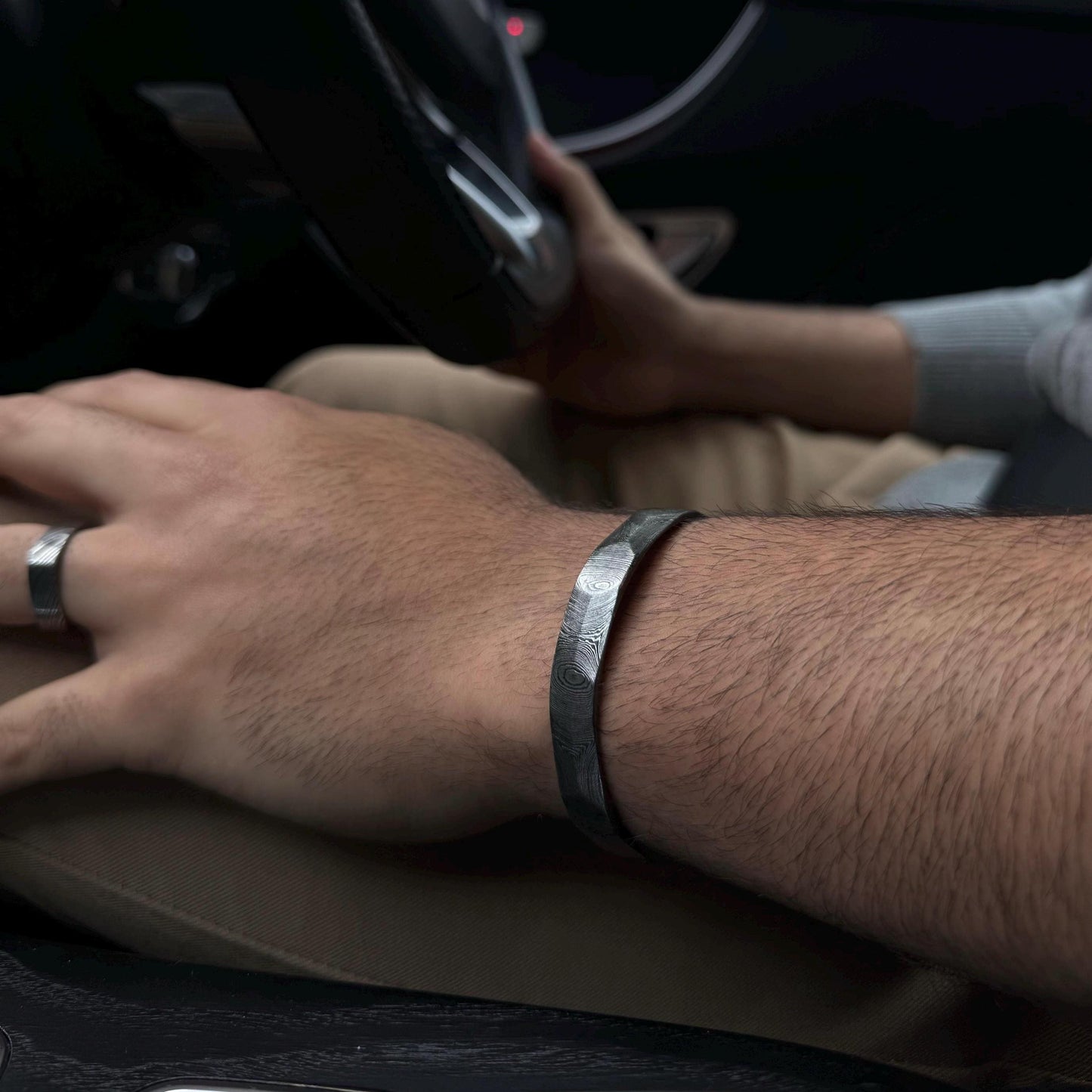 man wearing cuff close up
